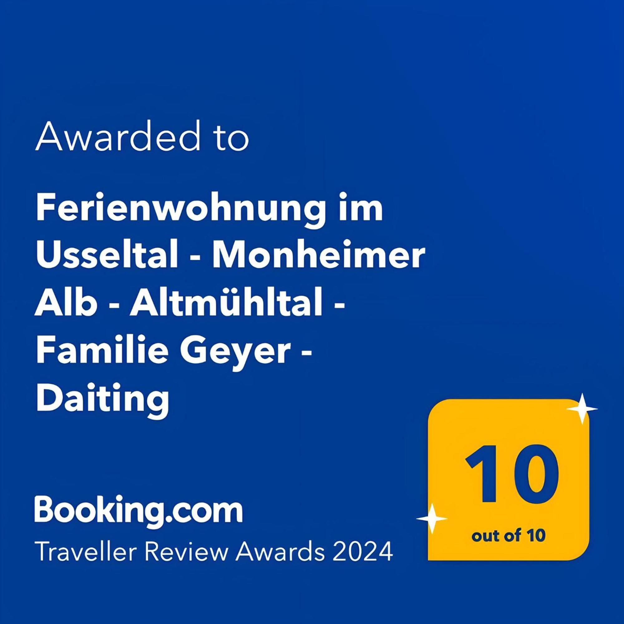 Ferienwohnung Im Usseltal - Zirben Spa - Monheimer Alb - Altmuehltal - Familie Geyer Daiting Monheim  Ngoại thất bức ảnh